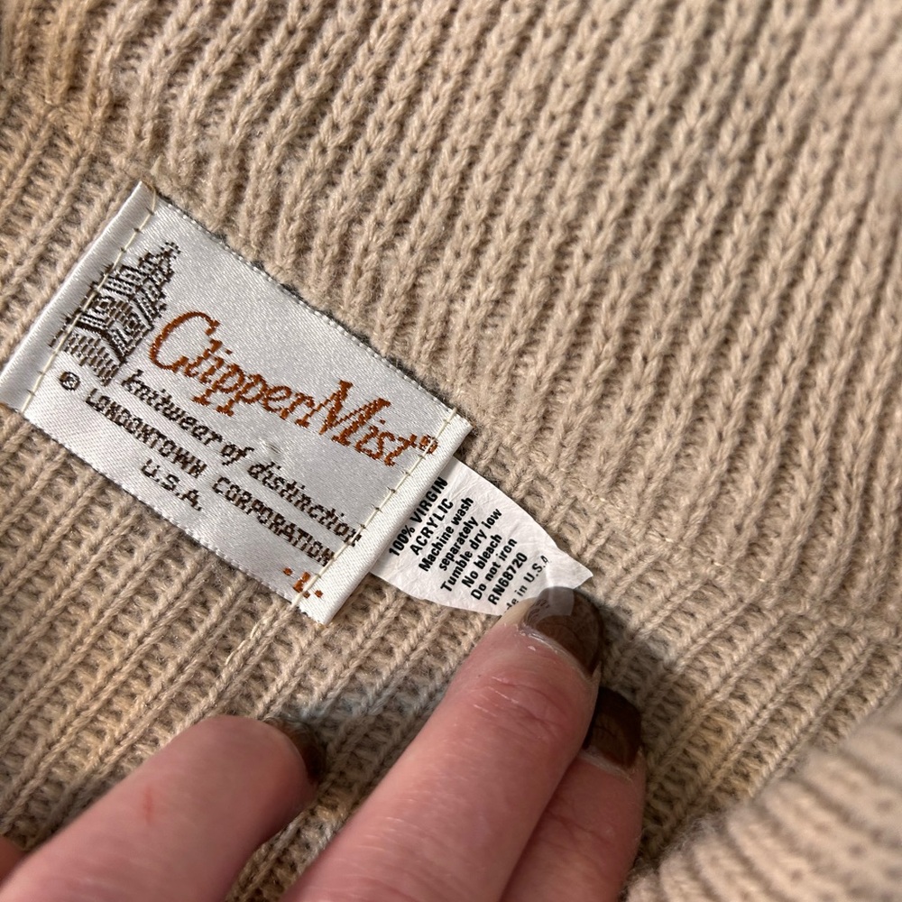 Vintage Men’s Clipper Mist tan zip up knit‎ cardigan sweater Size Large - Picture 9 of 11